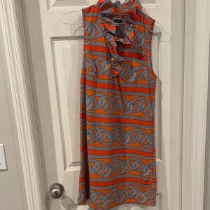 Mud Pie Orange and Navy Sleeveless Dress